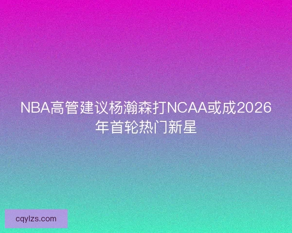 NBA高管建议杨瀚森打NCAA或成2026年首轮热门新星